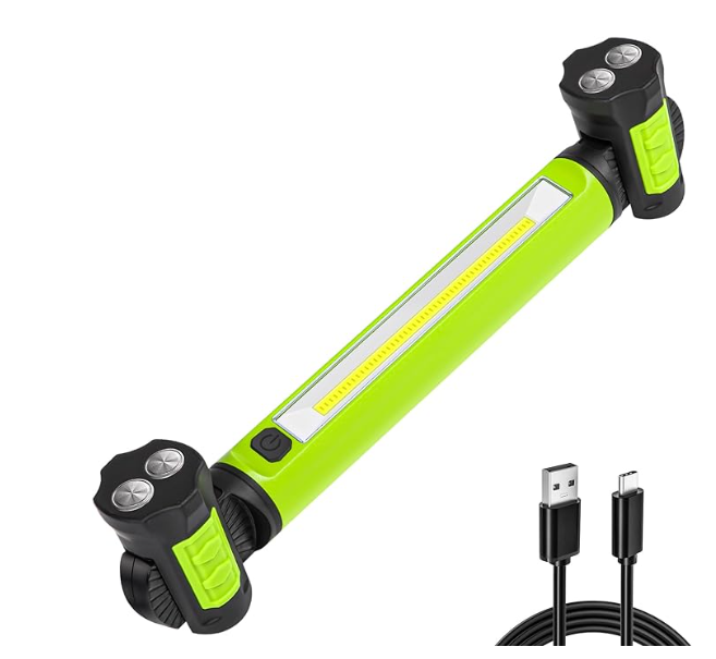 3000LM Work Light Flashlight, 5200mAh Rechargeable Underhood Lighting with Magnetic Base & Hanging Hooks, Handy Light for Car Repair/Garage/Job site/Power Outage/Emergency, Waterproof Durable Ledlight, Boyfriend Husband Father's Gift