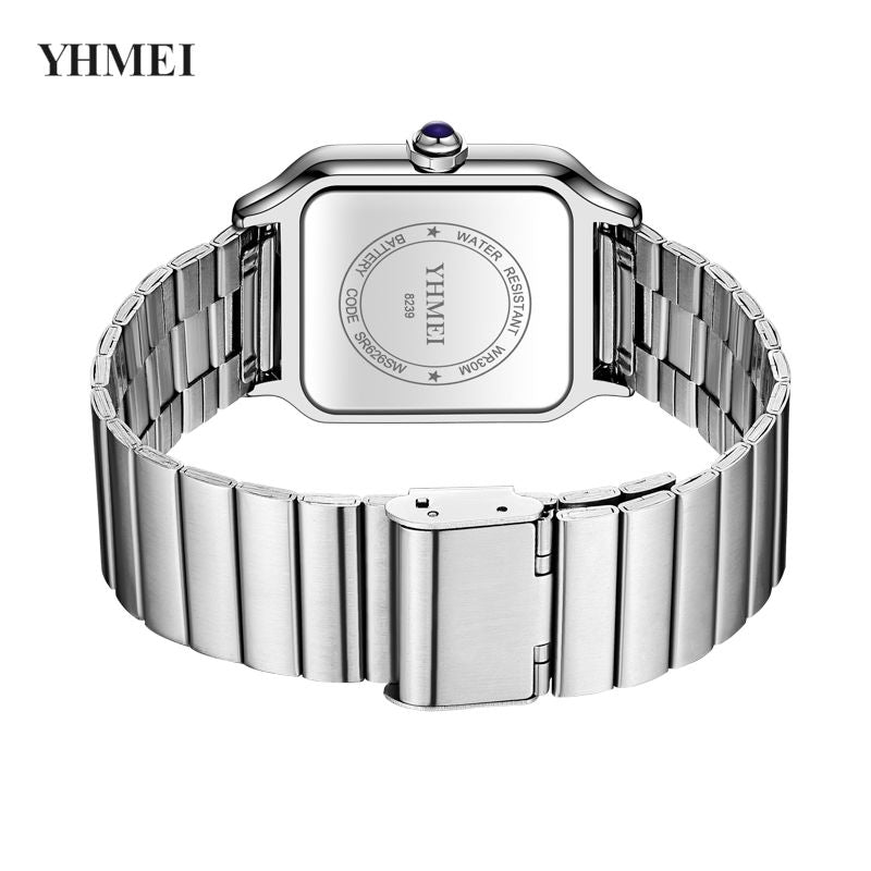 26 new Unisex Classic Square Roman Numerals Silver Analog Water-Resistant Watch suitable for Women Men Stainless Steel Strap Date Display Casual Wristwatch