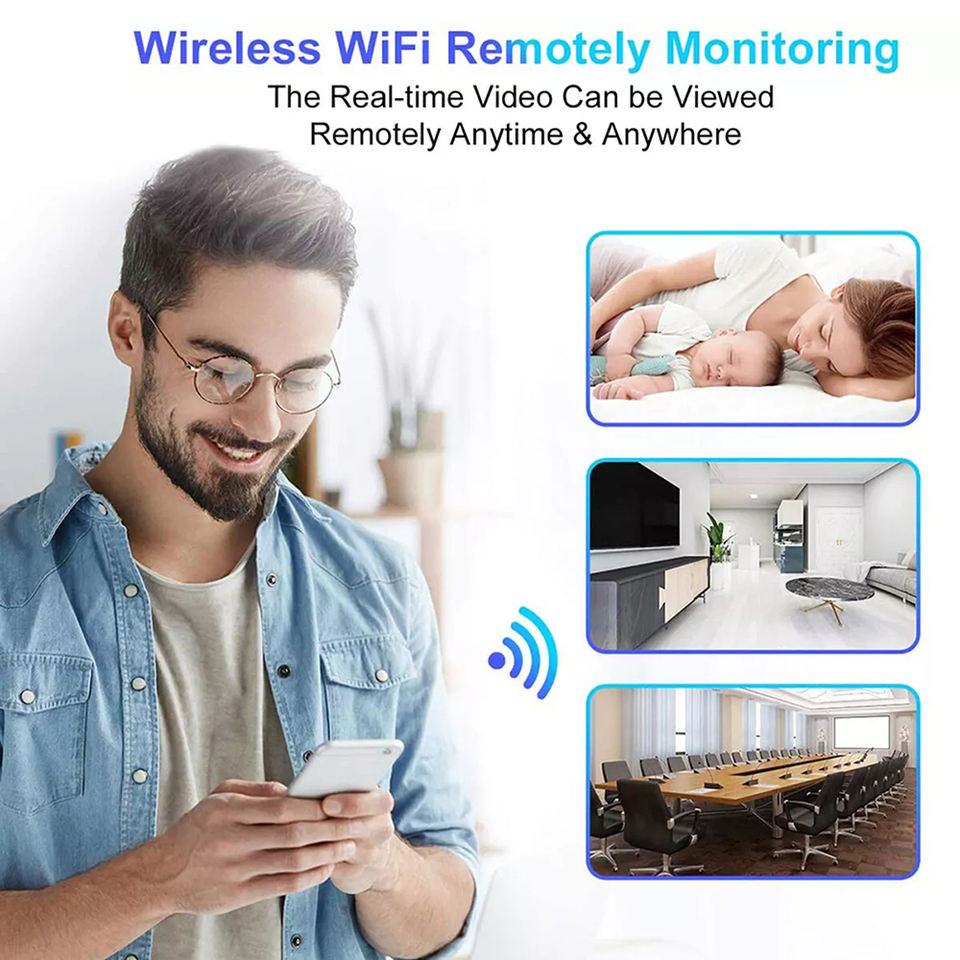 Indoor Security Camera Wireless Camera Hidden Spy Camera for Home Use, Mini Security Wireless WiFi Camera, Night Vision Nanny Cam for Baby, Pets, Compatible with Smartphone, Tablets
