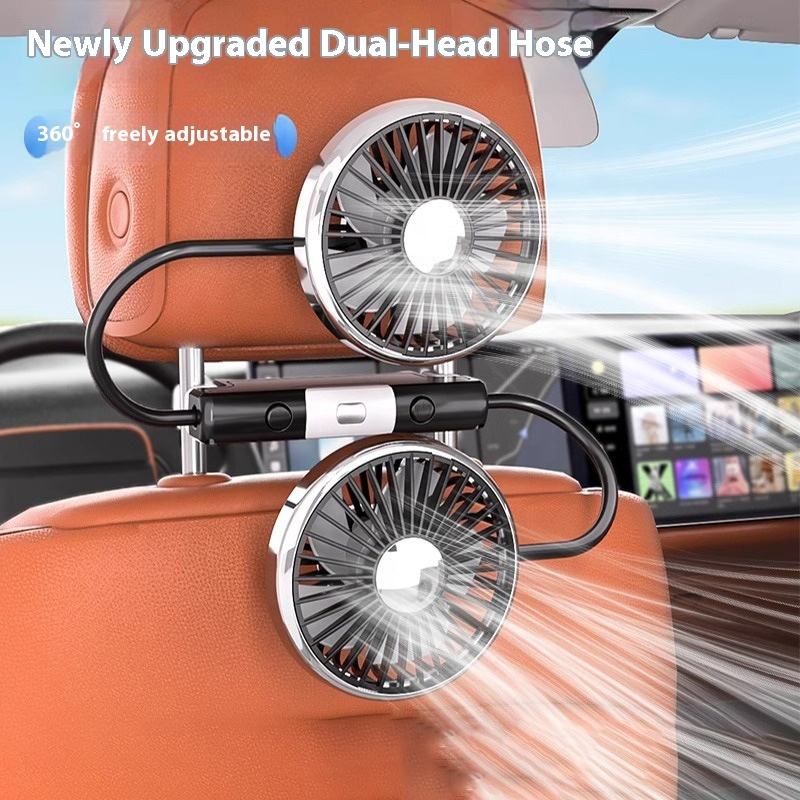 2026 New Rear Seat Car Fan, Special USB Dual-Head Mini Cooling Fan with Strong Wind, 12V/24V Compatible for Car & Truck Seats, Fits All Vehicle Models, Cash On Delivery, Free Delivery