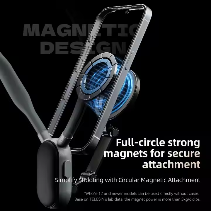Magnetic Neck Mount for Phones - Hands-Free POV/Vlog Holder, Chest Strap for iPhone 16 15 14 13, Android, Action Cameras, and Smartphone Accessories