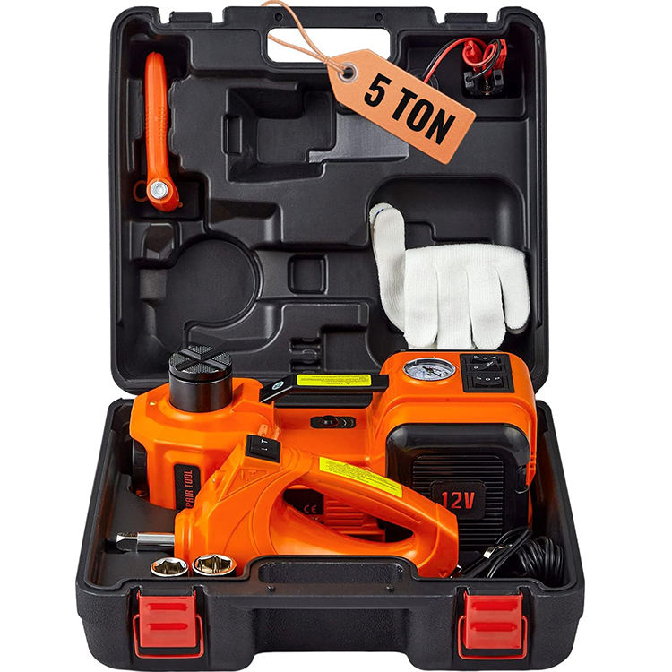 Electric Car Jack Set, BlackFriday, Max 5 Ton/11023 LBS Hydraulic Jack/Scissor Jack with Electric Impact Wrench, Built-in Inflatable Pump and LED Light, Portable Car Lift for SUV MPV Sedan Truck Change Tires Garage Repair