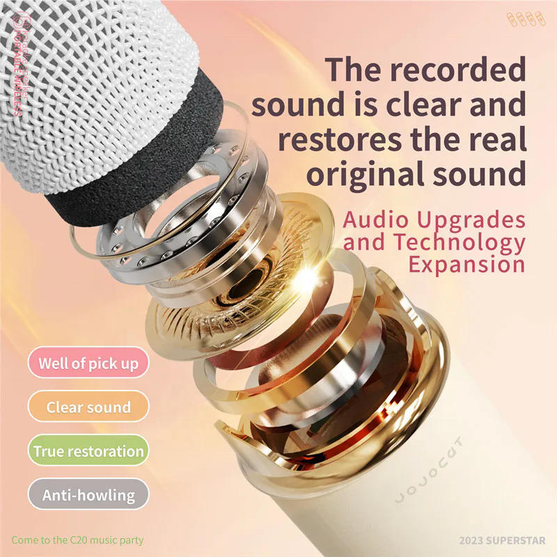 Mini Karaoke Machine Portable Bluetooth Speaker with Wireless Microphone 6 Sound Modes for Adults&Kids Birthday Home Farmily Friends Party Gifts for Girls Boys Friends Audio equipment *1  Microphone *2