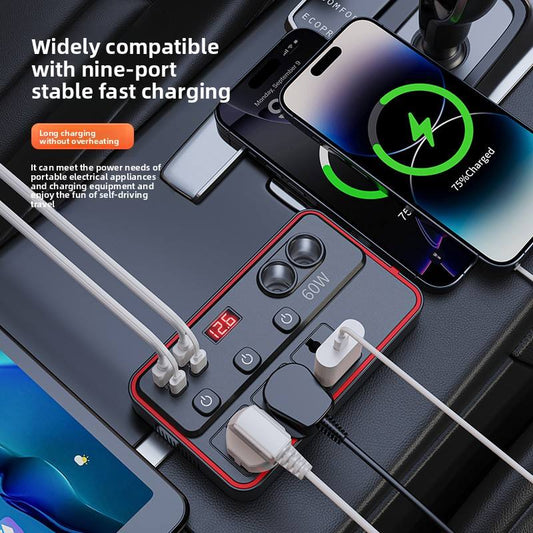 2026 New Car Power Inverter Socket, 12V/24V to 220V Multi-Functional Converter for Cars & Trucks, Independent Switch & USB Ports, Free Delivery, Cash On Delivery