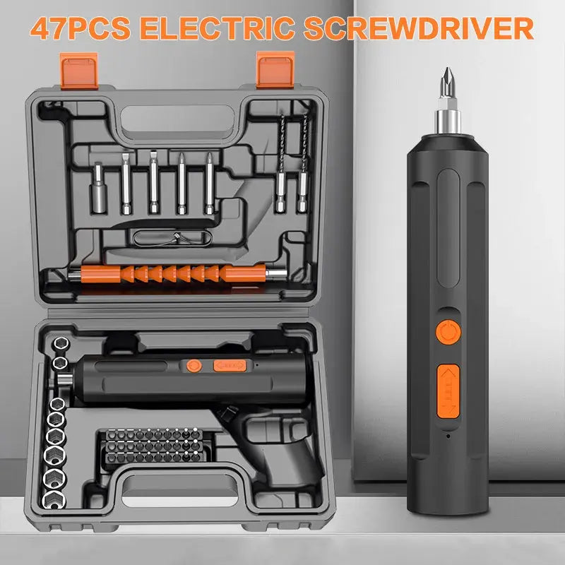 2026 New Rechargeable Mini Electric Screwdriver for Home Use, 47-Piece Kit with Tool Box, Free Delivery, Cash On Delivery