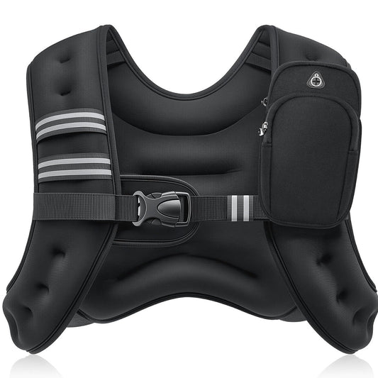 Weighted Vests-5.44gk Rucking vest with Detachable Phone Pouch&Reflective Stripes&Adjustable Straps for Men&Women|Workout enhancer for Motivational walking,Strength Training,Running,Home Workouts