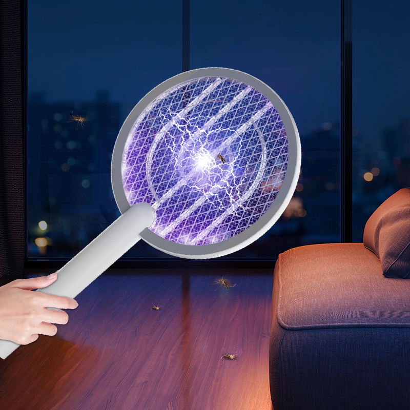 2025new  Electric Fly Swatter Racket, 1200mAh Smart Bug Zapper with USB Rechargeable Base, Powerful Mosquitoes Trap Lamp & Fly Killer with 3-Layer Safety Mesh for Home, Bedroom, Kitchen, Patio