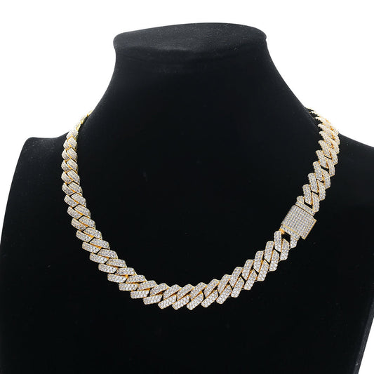 Unisex Punk Style Rhinestone Decor Chunky Chain Statement Necklace, Trendy Exquisite Cuban Link Chain, Hippie Rhinestone Decorated Jewelry for Party Decor
