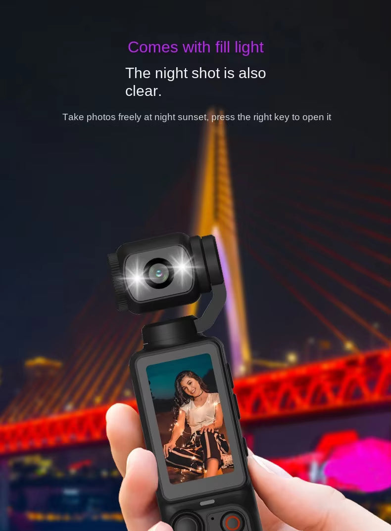 W&O Portable 2.5K Ultra HD Video Recorder with 180° Rotating Lens, Handheld Stabilizer Pocket Camera, Full Body Camera for Vlogging, Travel & Daily Life Recording, USB Rechargeable, Black, Vlogging Camera, Modern Gadget, Built-in 32G memory card