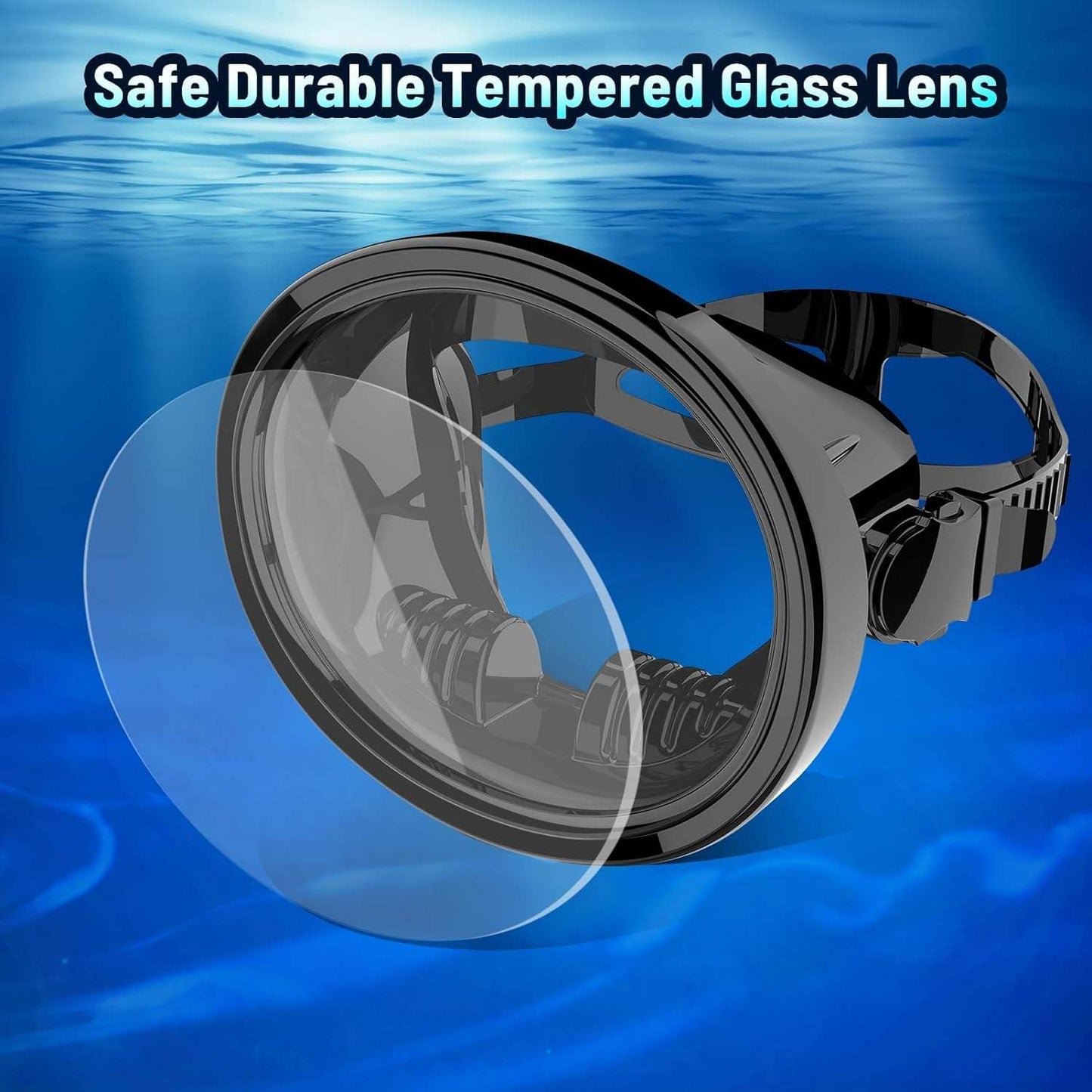 Oval Diving Mask, Retro-Style Sport Panoramic Wide-View Scuba Goggles with Tempered Glass Lens for Adults, Diving Gear