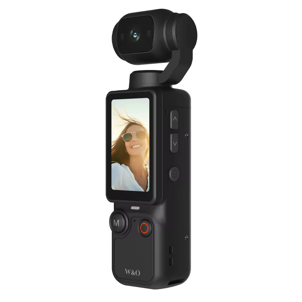 W&O Portable 2.5K Ultra HD Video Recorder with 180° Rotating Lens, Handheld Stabilizer Pocket Camera, Full Body Camera for Vlogging, Travel & Daily Life Recording, USB Rechargeable, Black, Vlogging Camera, Modern Gadget, Built-in 32G memory card