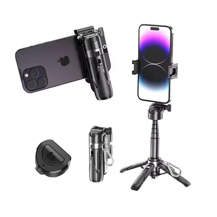 2025 New 4-in-1 Multifunctional mini Selfie Stick with 360° Rotation Compact Stylish Wireless Bluetooth Control Magnetic Phone Holder for Selfies Video Recording Vlogging Compatible with Most Phones - Stabilizer Camera,Maxinum extend to 68cm