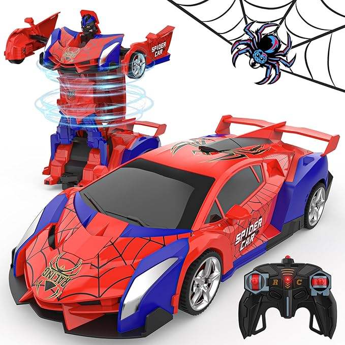 Tibibee Transform Easter RC Cars for Boys 3-15,2.4Ghz Remote Control 1:18 Scale Robot Deformation 360° Rotation Rechargeable Batteries Included High-Quality ABS Plastic Gift Set,Blackfriday,Christmas