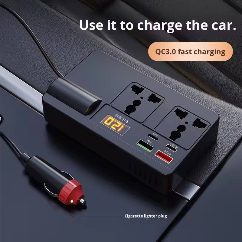 [New 2026] Car Power Inverter 12V/24V to 220V, 120W Multi-Function Socket Mobile Phone Charger Auto Power Converter, Fits All Car Models