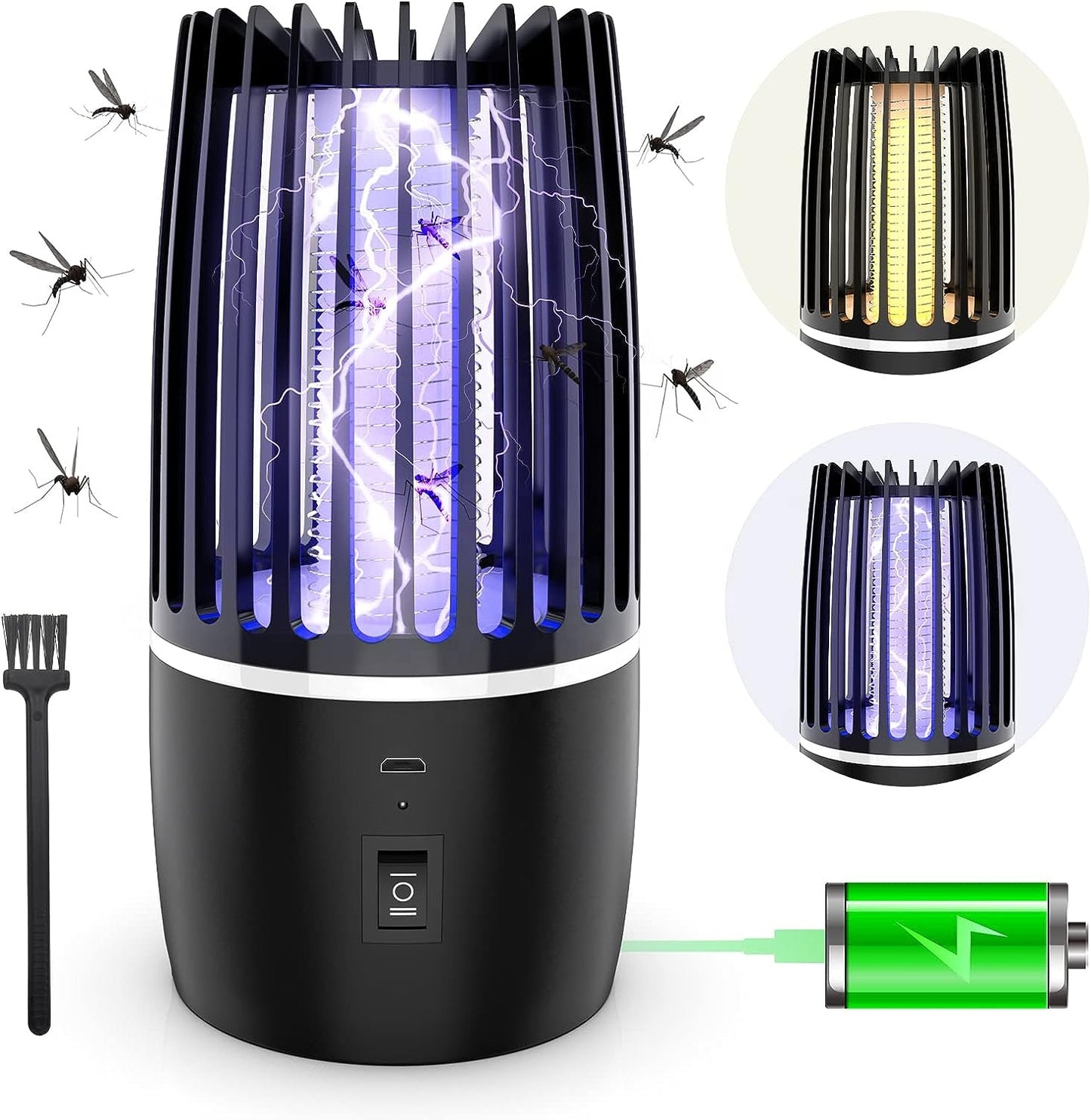 [2026 New] Electric Shock Mosquito Killer Lamp, USB Rechargeable, 2000mAh