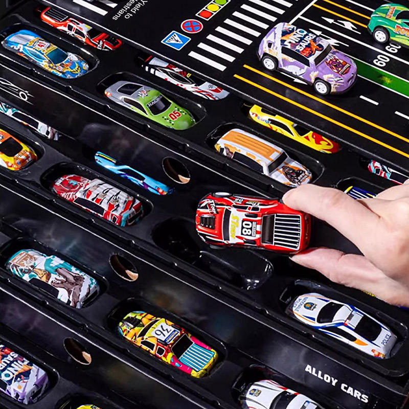 48-Piece Pull Back Cars Set with Garage Storage Box – Race Car Collection for Boys and Girls – Mini Racing Cars, Friction Powered Toy Cars