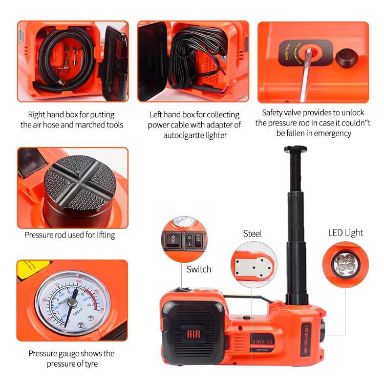 Electric Car Jack Set, BlackFriday, Max 5 Ton/11023 LBS Hydraulic Jack/Scissor Jack with Electric Impact Wrench, Built-in Inflatable Pump and LED Light, Portable Car Lift for SUV MPV Sedan Truck Change Tires Garage Repair