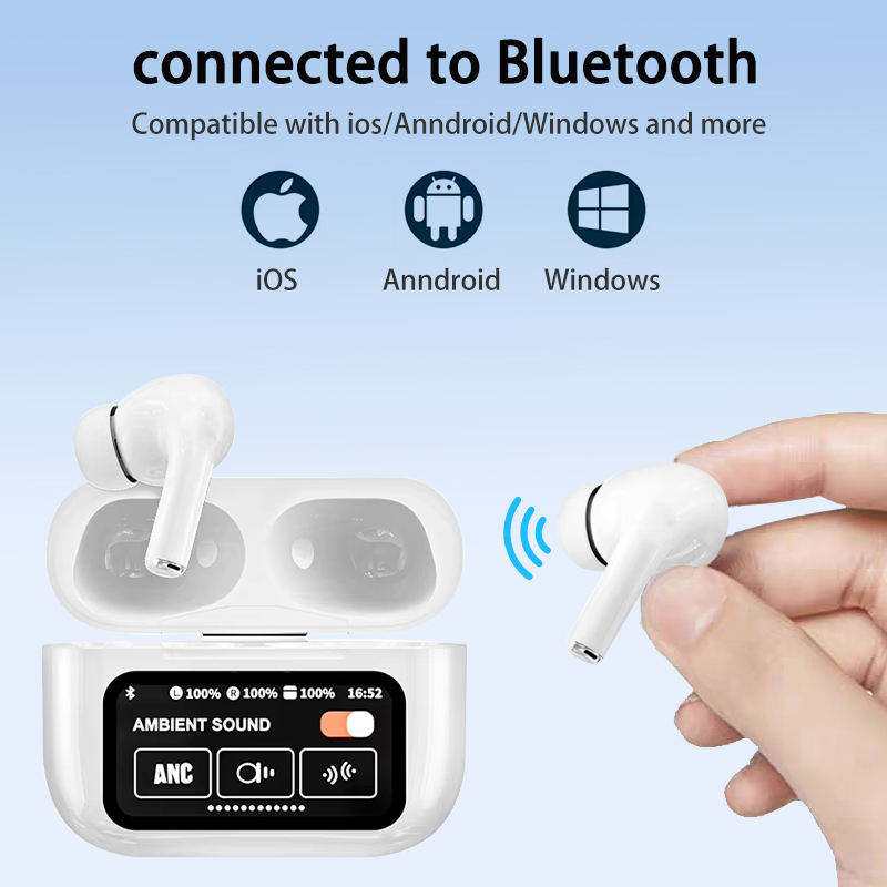 2026 New A9 Pro Bluetooth Earphones, In-ear with Color Screen, Wireless Noise Reduction, Long Battery Life, Sports Headset