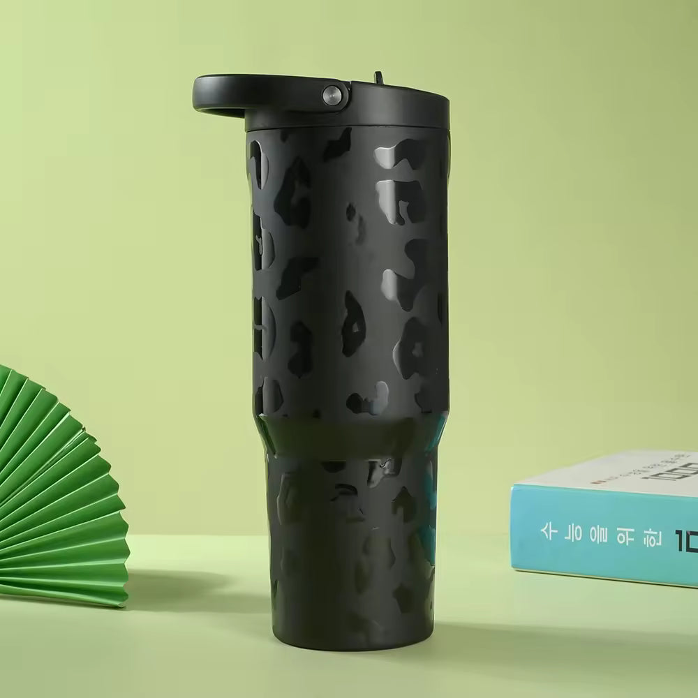 Sport | Portable Leak-Proof Water Bottle with Flip Straw & Handle 32oz capacity  Ice lasts 10 hours. Beat the heat. Great for driving, travel, office and fitness use.