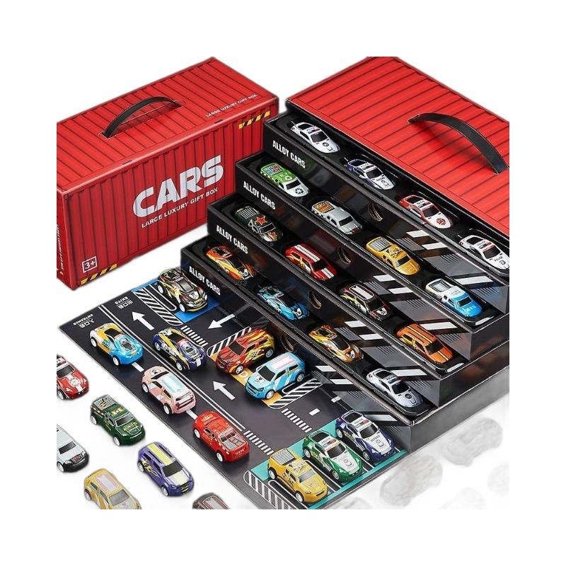 48-Piece Pull Back Cars Set with Garage Storage Box – Race Car Collection for Boys and Girls – Mini Racing Cars, Friction Powered Toy Cars
