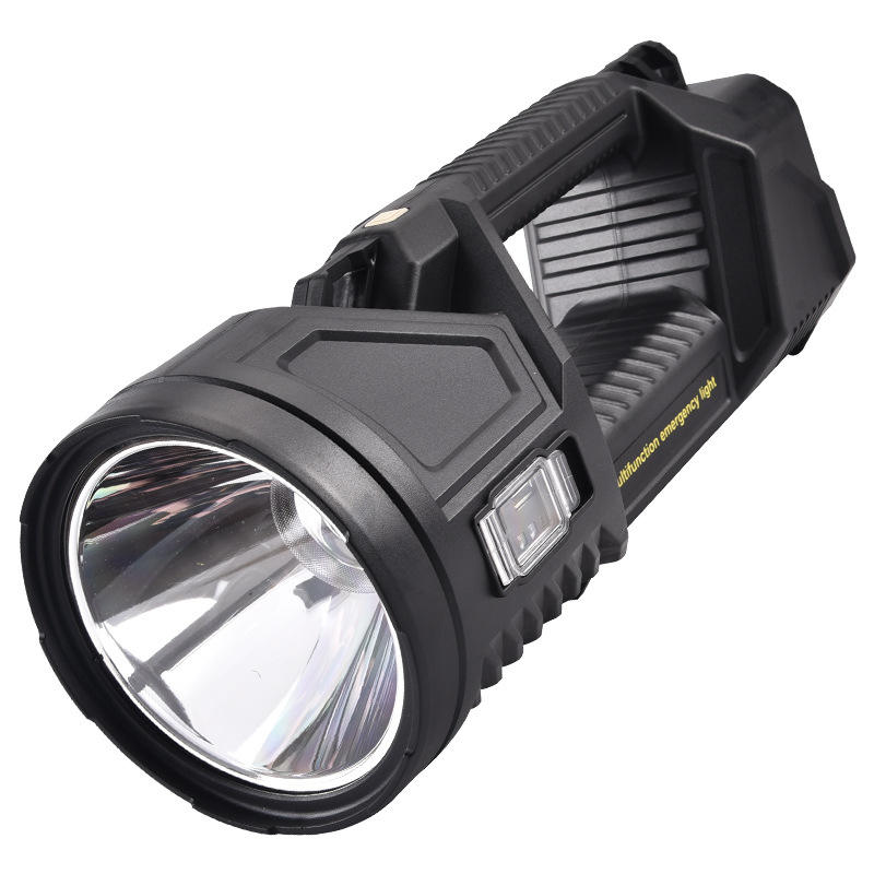 【26new】Super Bright Double-head Spotlight Portable FlashlightUSB charging, solar charging, red and blue warning, strong light flashlight