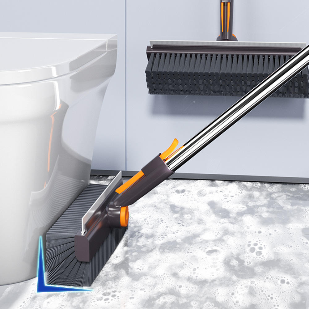 Floor Scrub Brush with Long Handle, cleaning brush,3 in 1 Scrape and Heavy-Duty Stiff Bristle Scrubber Brush for Cleaning Shower Bathroom, Patio, Garage, Kitchen, Wall and Deck,Christmas Gifts