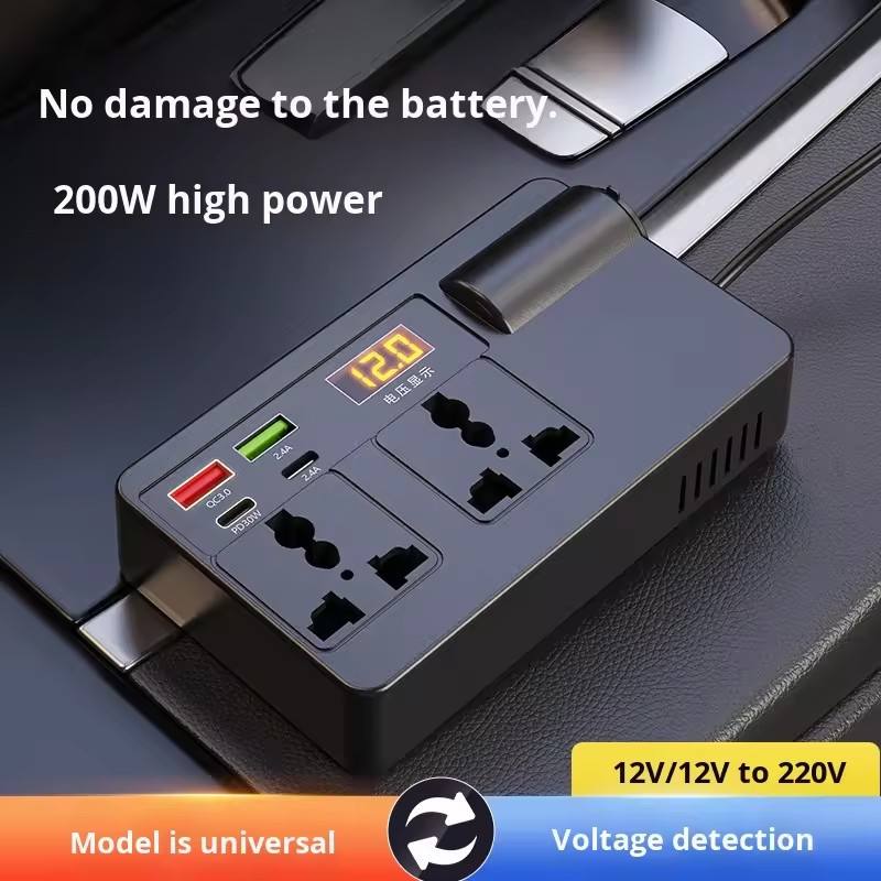 [New 2026] Car Power Inverter 12V/24V to 220V, 120W Multi-Function Socket Mobile Phone Charger Auto Power Converter, Fits All Car Models