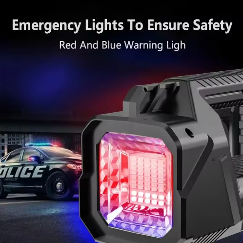 【26new】Super Bright Double-head Spotlight Portable FlashlightUSB charging, solar charging, red and blue warning, strong light flashlight