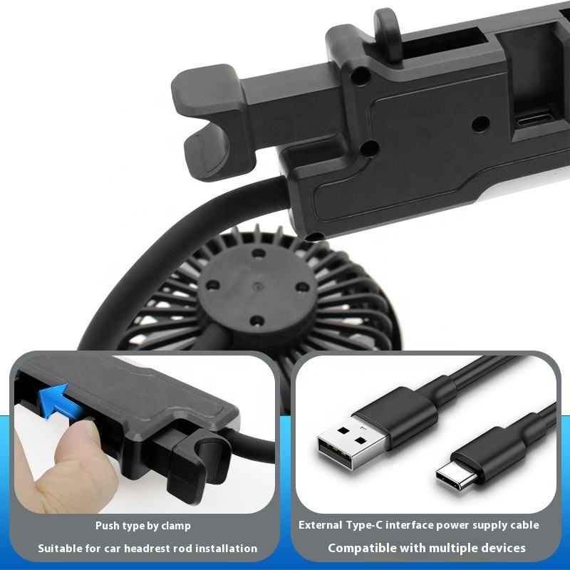 2026 New Rear Seat Car Fan, Special USB Dual-Head Mini Cooling Fan with Strong Wind, 12V/24V Compatible for Car & Truck Seats, Fits All Vehicle Models, Cash On Delivery, Free Delivery