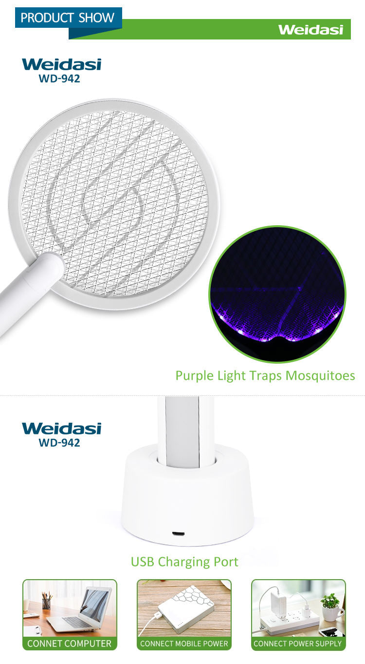 2025new  Electric Fly Swatter Racket, 1200mAh Smart Bug Zapper with USB Rechargeable Base, Powerful Mosquitoes Trap Lamp & Fly Killer with 3-Layer Safety Mesh for Home, Bedroom, Kitchen, Patio