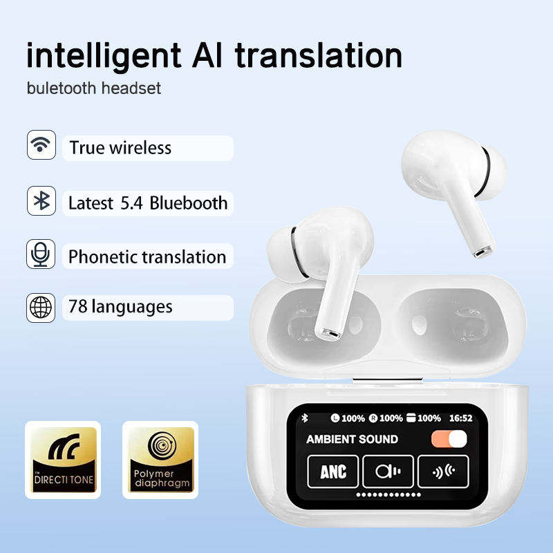 2026 New A9 Pro Bluetooth Earphones, In-ear with Color Screen, Wireless Noise Reduction, Long Battery Life, Sports Headset