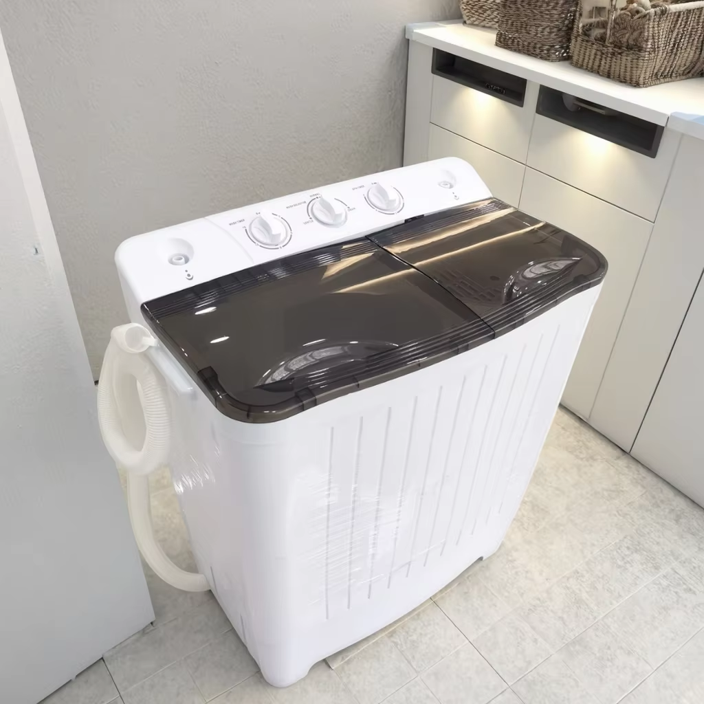 25New Twin Tub Washer 14.33Lbs semi-automatic double-bucket electric washing machine - household top-loading washing machine with new double-drum rotatingdrying function