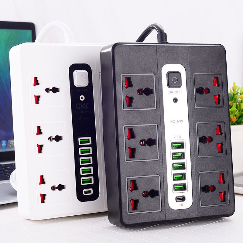 【Black】2026 New 220/240V Multi-port USB Power Strip, Household UK Standard Multi-function Extension Socket with Long Cord, Cash On Delivery, Free Shipping