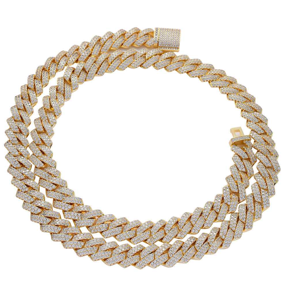 Unisex Punk Style Rhinestone Decor Chunky Chain Statement Necklace, Trendy Exquisite Cuban Link Chain, Hippie Rhinestone Decorated Jewelry for Party Decor