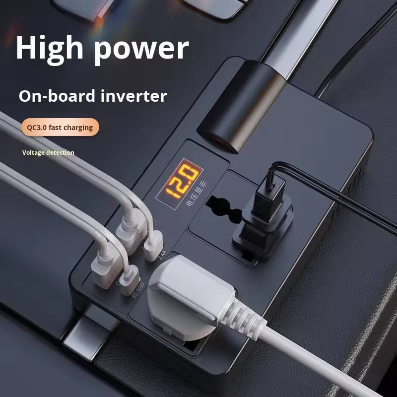 [New 2026] Car Power Inverter 12V/24V to 220V, 120W Multi-Function Socket Mobile Phone Charger Auto Power Converter, Fits All Car Models