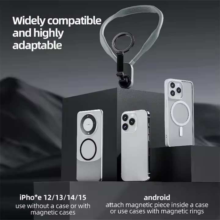 Magnetic Neck Mount for Phones - Hands-Free POV/Vlog Holder, Chest Strap for iPhone 16 15 14 13, Android, Action Cameras, and Smartphone Accessories