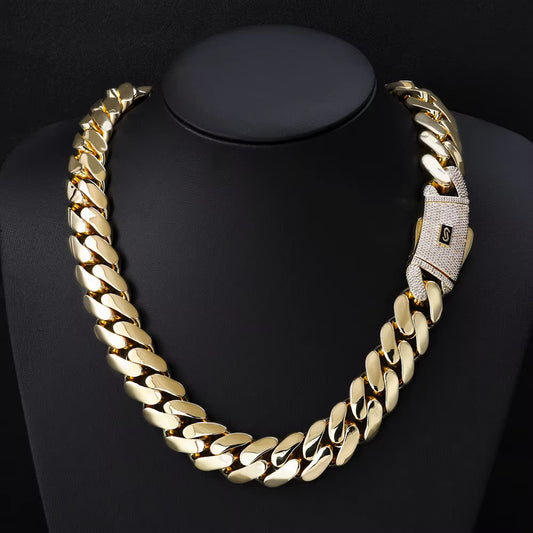 Cuban Necklace Miami Link Chain with Diamond Clasp Anti-Friction for Men Women Stainless Steel Thick Chain Hip Hop Jewelry 14mm wide, 24 inches longColorfast Waterproof Thickened Black Friday