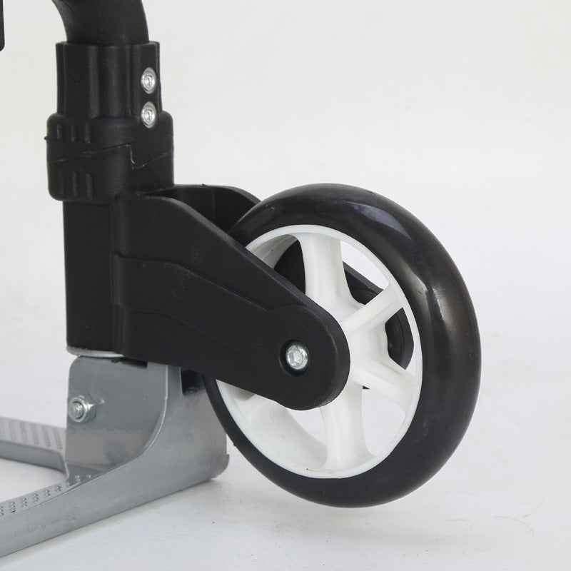 Aluminum Foldable Hand Truck, 75kg Load Capacity Black Portable Pull Cart, Small Trolley, Telescopic Luggage Dolly for Cargo Hauling, Household Moving & Travel