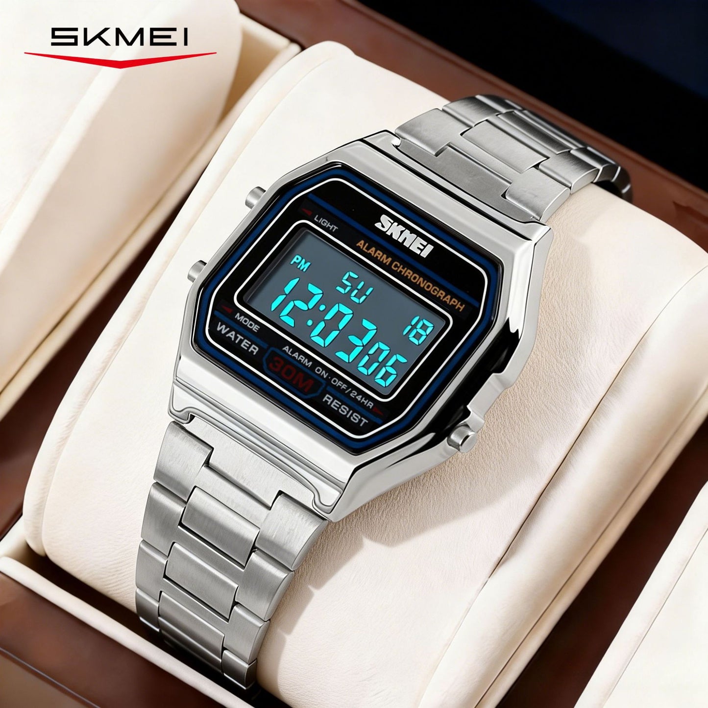 2026 New Skmei 1123 Hot Sale Men Watch, Trendy Digital Watch for Men, Waterproof Multi-Function, Stainless Steel Strap, Cash On Delivery, Free Shipping