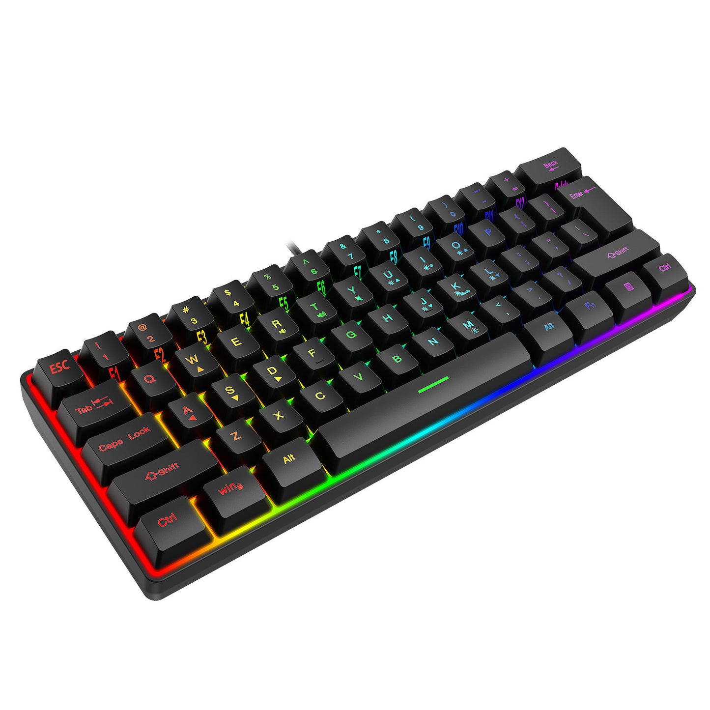 Keyboard k401 Mini 60% Gaming Keyboard, RGB Backlit 61 Key Ultra-Compact Membrane Keyboard, TS91 Ergonomic Waterproof Office Computer Keyboard for PC, MAC, PS4, Xbox ONE Gamer(Black)