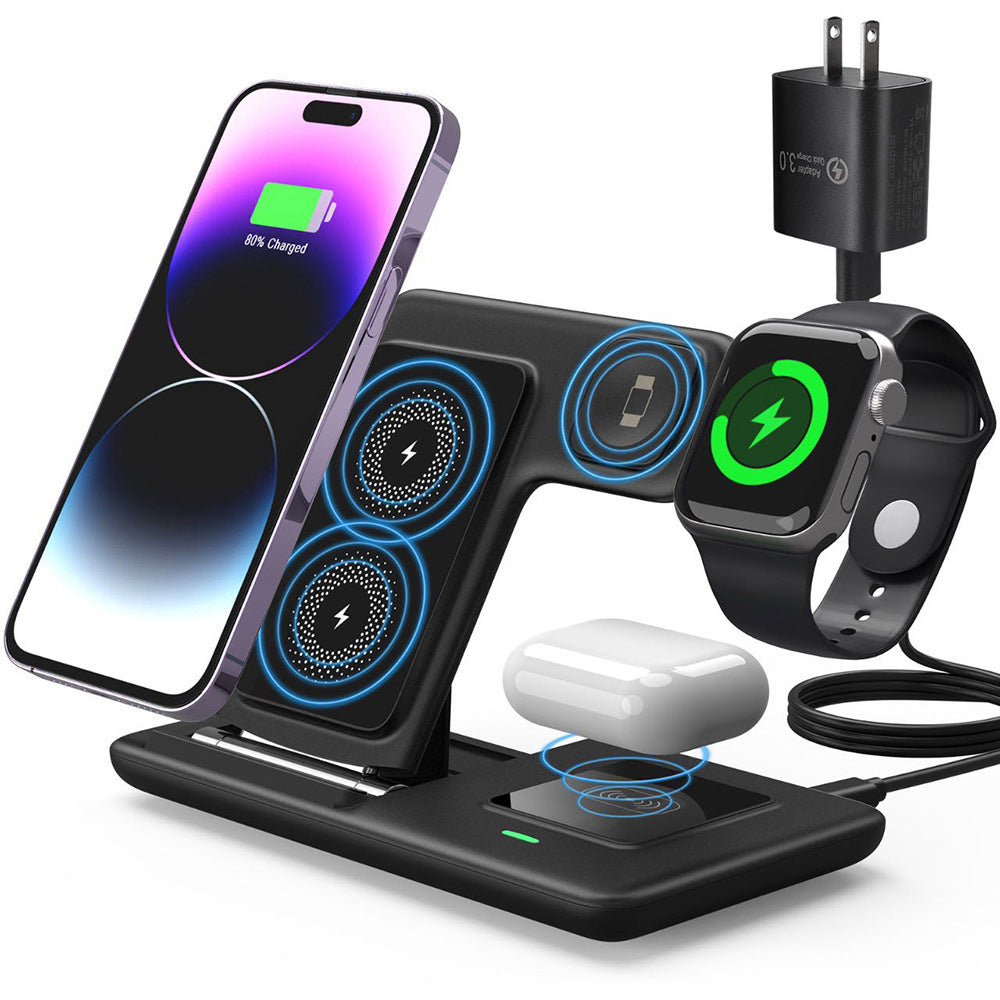 Z11 Foldable 3‑in‑1 Wireless Charger 20W Fast Charging Stand – Multi‑Device Charging for Phone, Watch & Earbuds, Compatible with iOS & Android