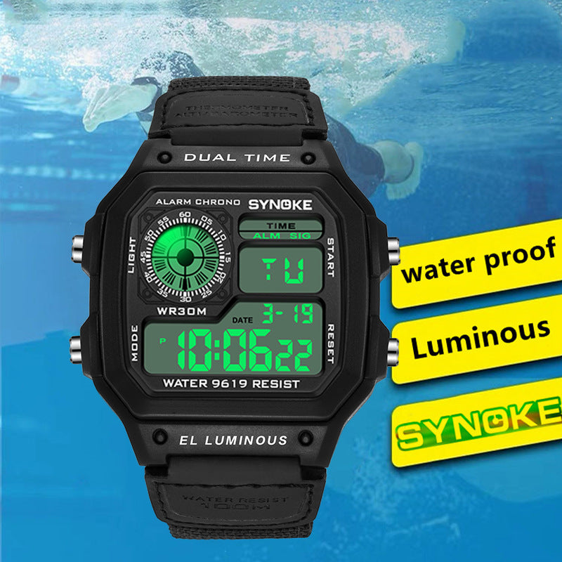 【SYNOKE】New 2026 Men's Square Watch, Retro Digital Watch, Luminous, Waterproof and Dust‑Resistant, Sporty Fashion Style, Must‑have for Men, Ideal for Festivals and Birthday Gifts