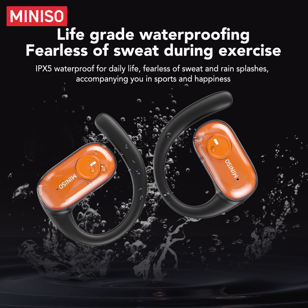 【flash sale】MINISO MS185 Aerio SoundBeam Pro: Open-Ear Comfort Headphones with HD Calls, IPX5 Life Waterproof & Bluetooth 5.4 Chip for Sports/Running - Sweatproof, Non-In-Ear Design with Stable Connection for Active Lifestyles