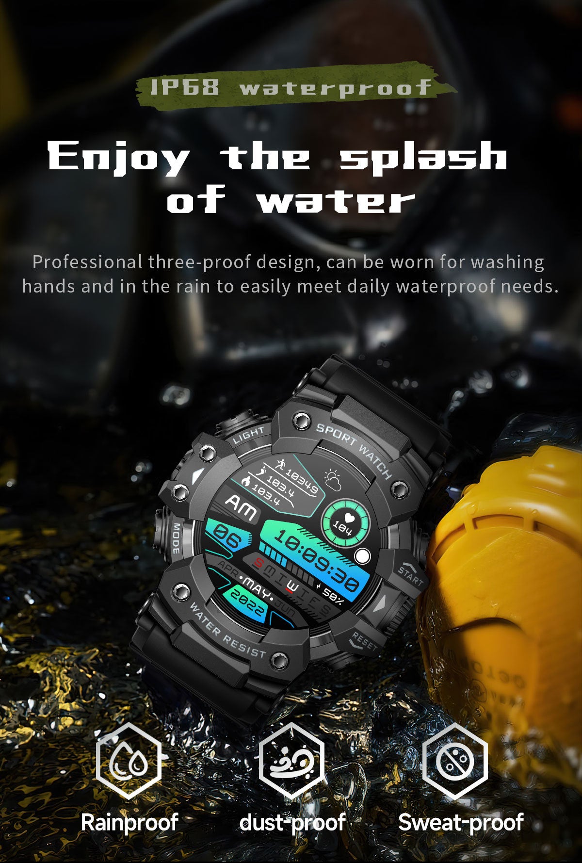 New Durable Men Smart Watch – Wireless Call, AI Voice Assistant, 100+ Outdoor Sports Modes, Built‑in LED Flashlight, 350mAh Battery – Perfect for Outdoor Lovers & Father’s Day Gift