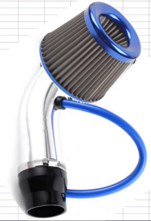 Universal 76mm / 3 Inch Cold Air Intake Kit, Burnt Blue Aluminum Pipe Auto Air Intake Modification Set, Mushroom High Flow Air Filter, Car Intake Upgrade