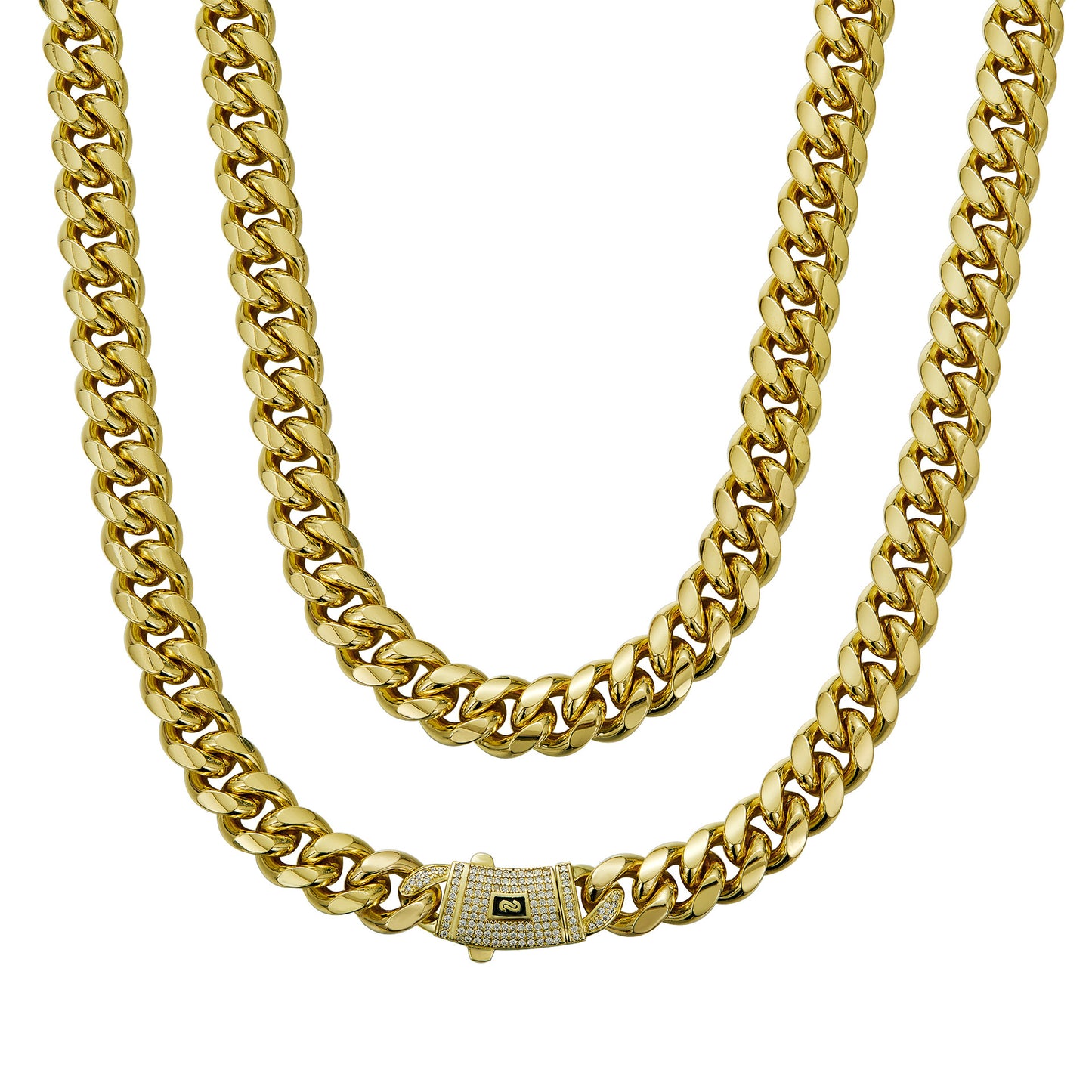 14K gold-plated Cuban necklace/bracelet Brand new  design| The latest electroplating gold-plating process for rust prevention| Miami hip-hop style fashion items| The best gift for men and women| Couples' style/14mm