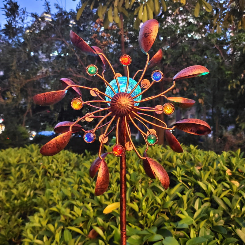72 Inch Outdoor Solar Wind Spinner Decor, Antique Bronze Metal Windmill Garden Stake with Solar Glass Ball LED Light, Yard Lawn Decoration Gift for Mother’s Day, Father’s Day & Home Garden