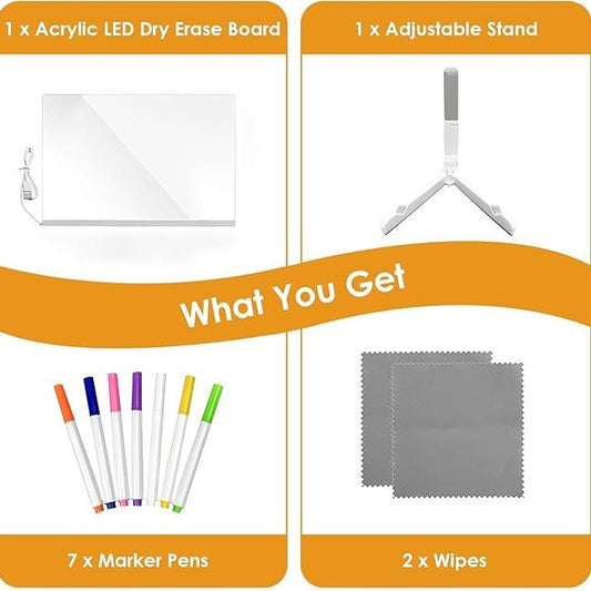 LED Light Up Acrylic Message Board Home Decor, Erasable Drawing Board Desktop Light With 7 Pen, Drawing Board, Bar Advertising Boards, LED Board