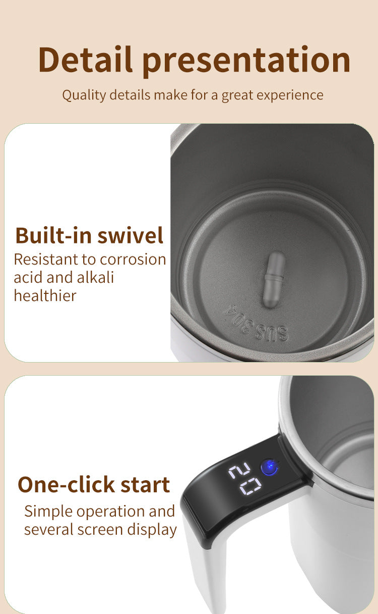 Essential for drinking coffee 380ml/12.85oz Automatic Magnetic Stirring Coffee Cup, Rechargeable Electric Coffee Mug, Digital Display Personal Coffee Cup, Gifts for Family Friend