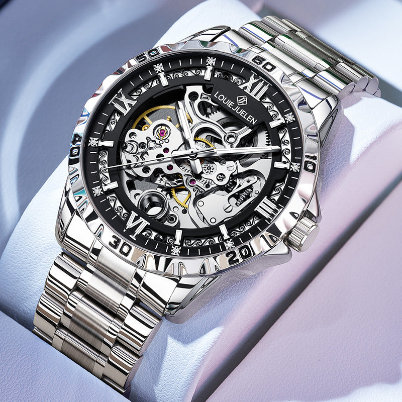 Louis Juelun Men's Skeleton Automatic Watch - Waterproof & Luminous